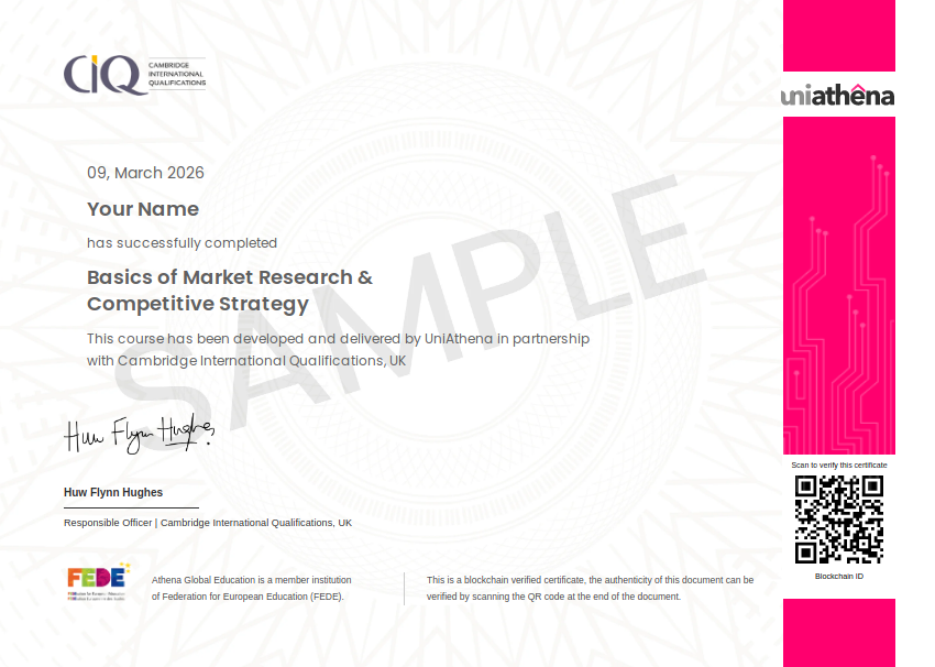 Basics of Market Research & Competitive Strategy Sample Certificate
