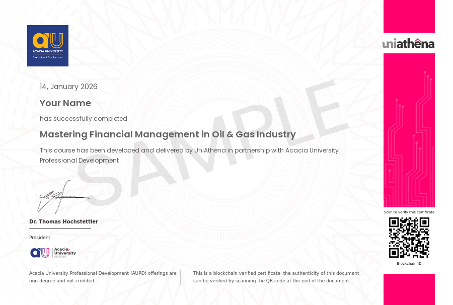 Mastering Financial Management in Oil & Gas Industry Sample Certificate