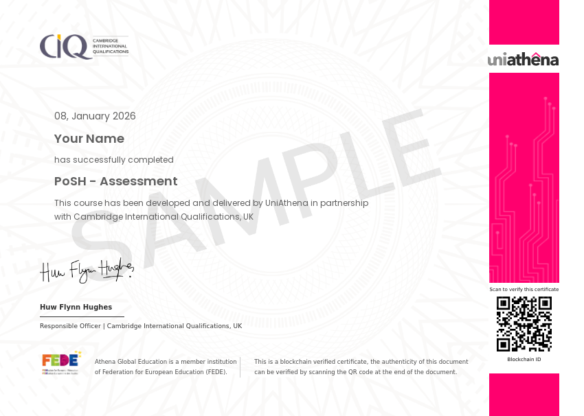 PoSH - Assessment Sample Certificate